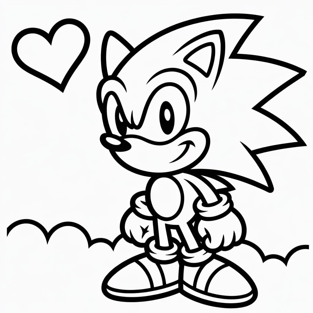 super sonic coloring pages heart