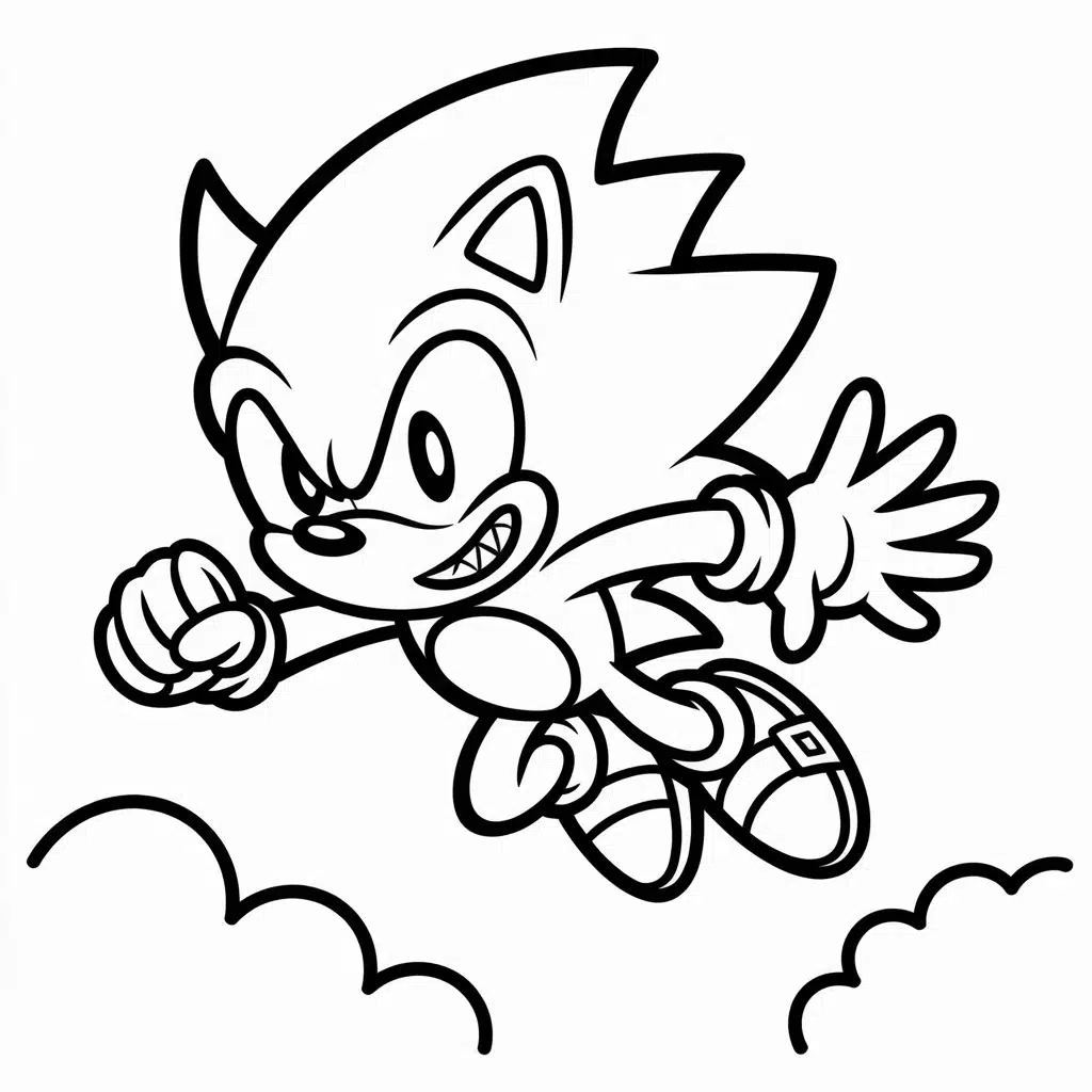 super sonic coloring pages mid air