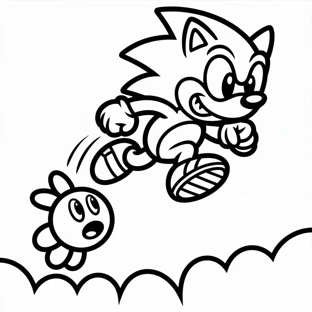 super sonic coloring pages over goomba