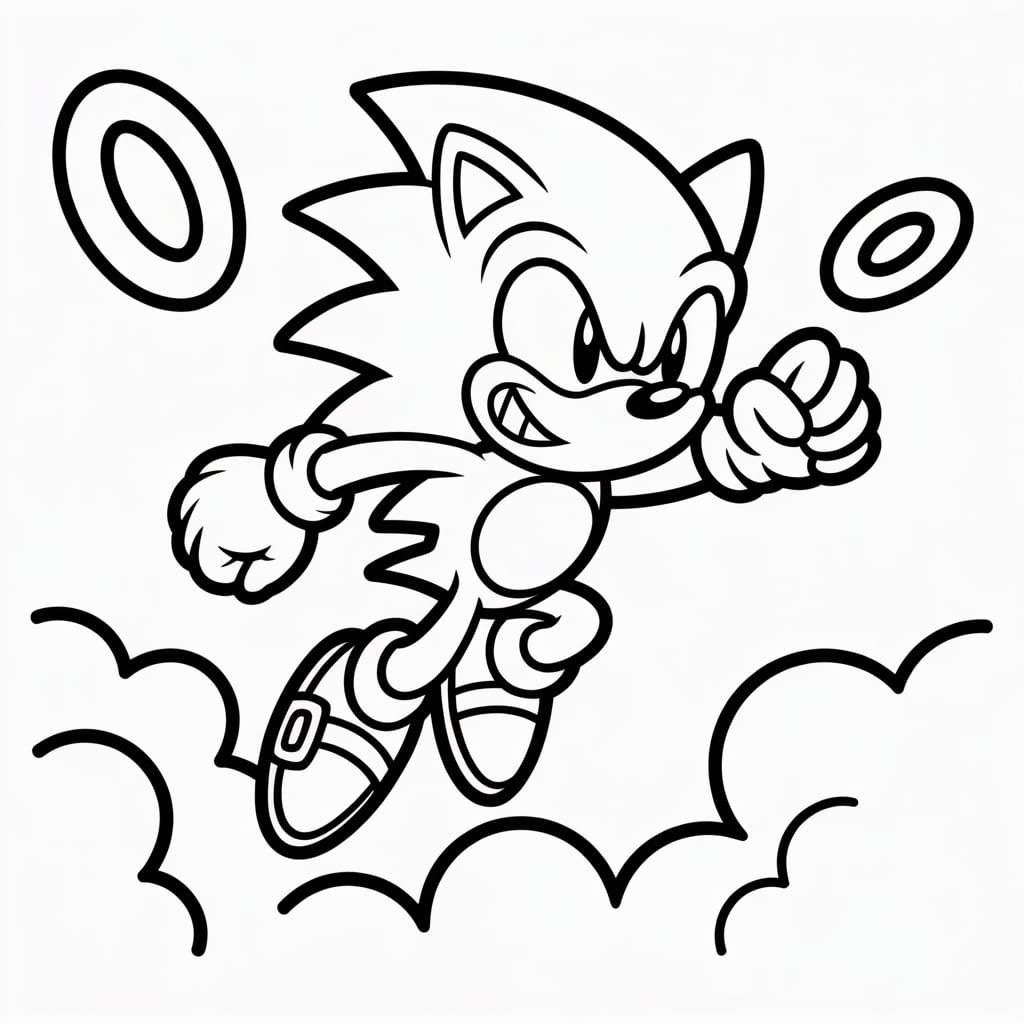 super sonic coloring pages rings