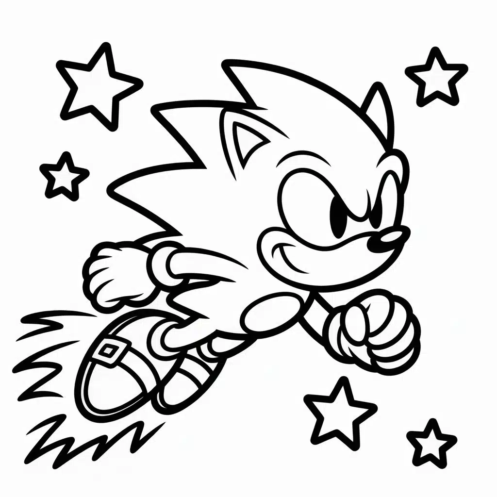 super sonic coloring pages stars