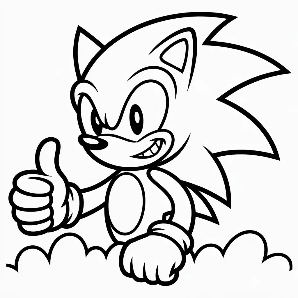 super sonic coloring pages thumbs up