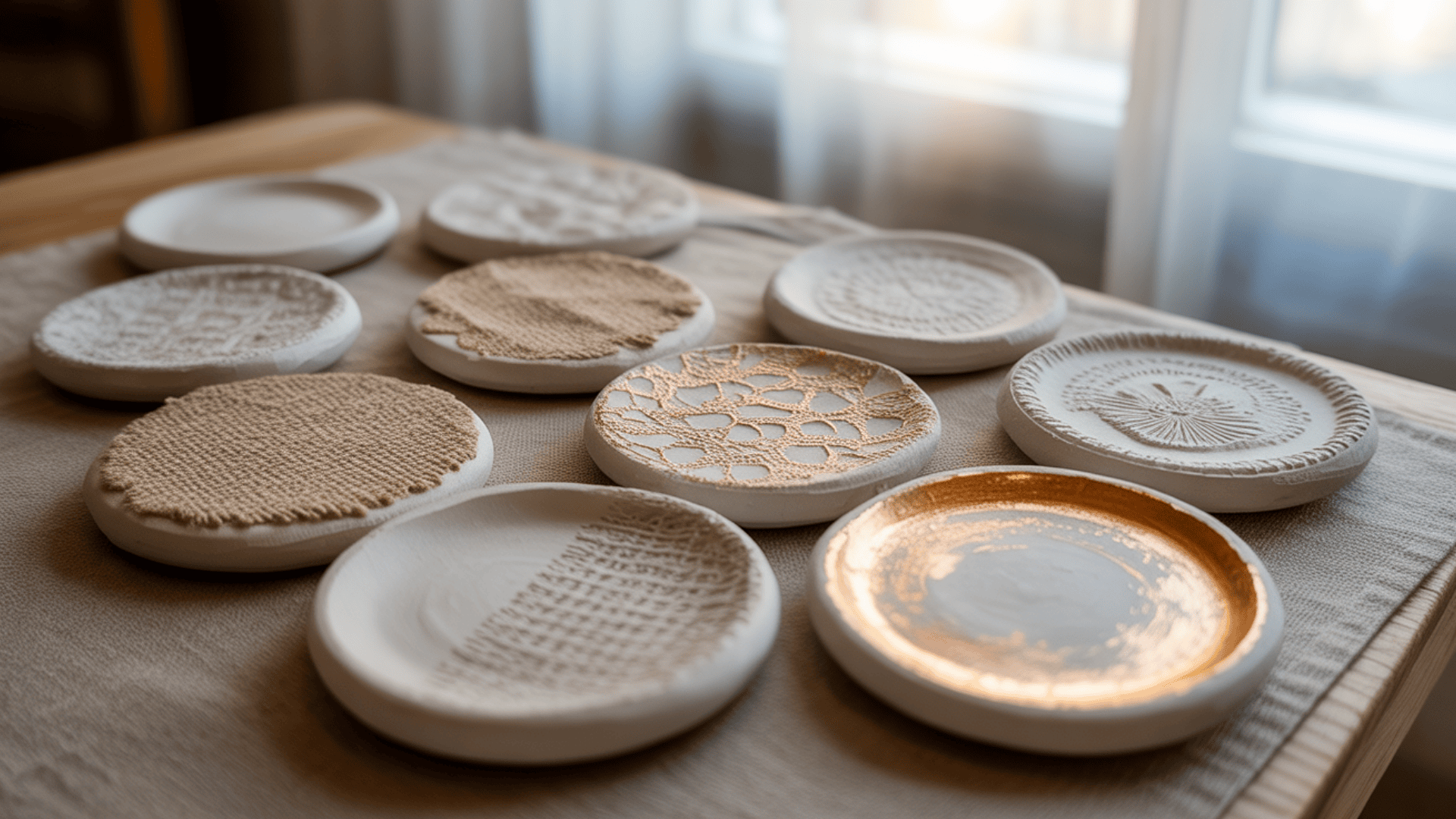 textured coasters with imprints