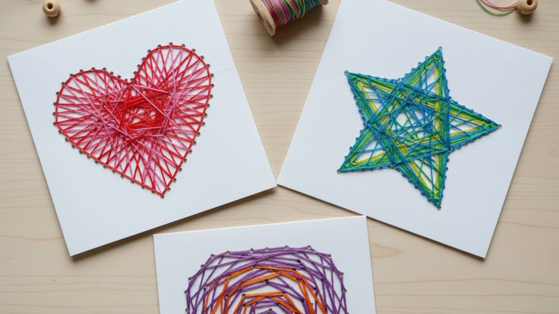 threads card kids art