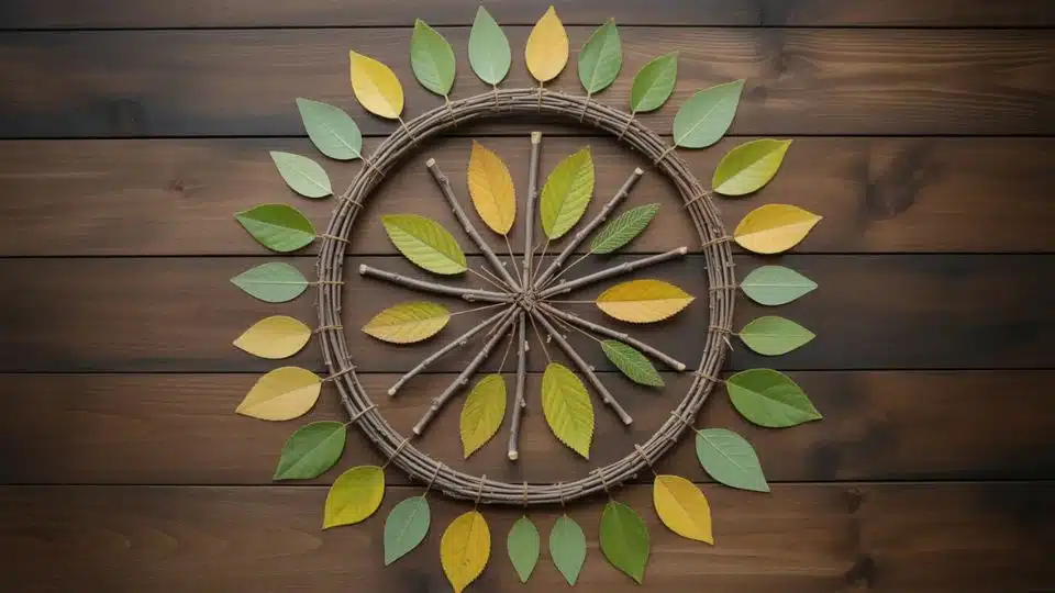twig and leaf mandala art