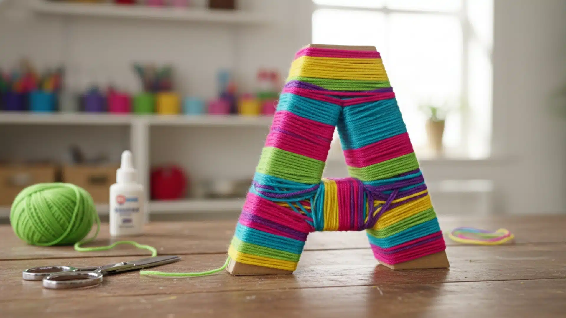 yarn wrapped alphabets kids