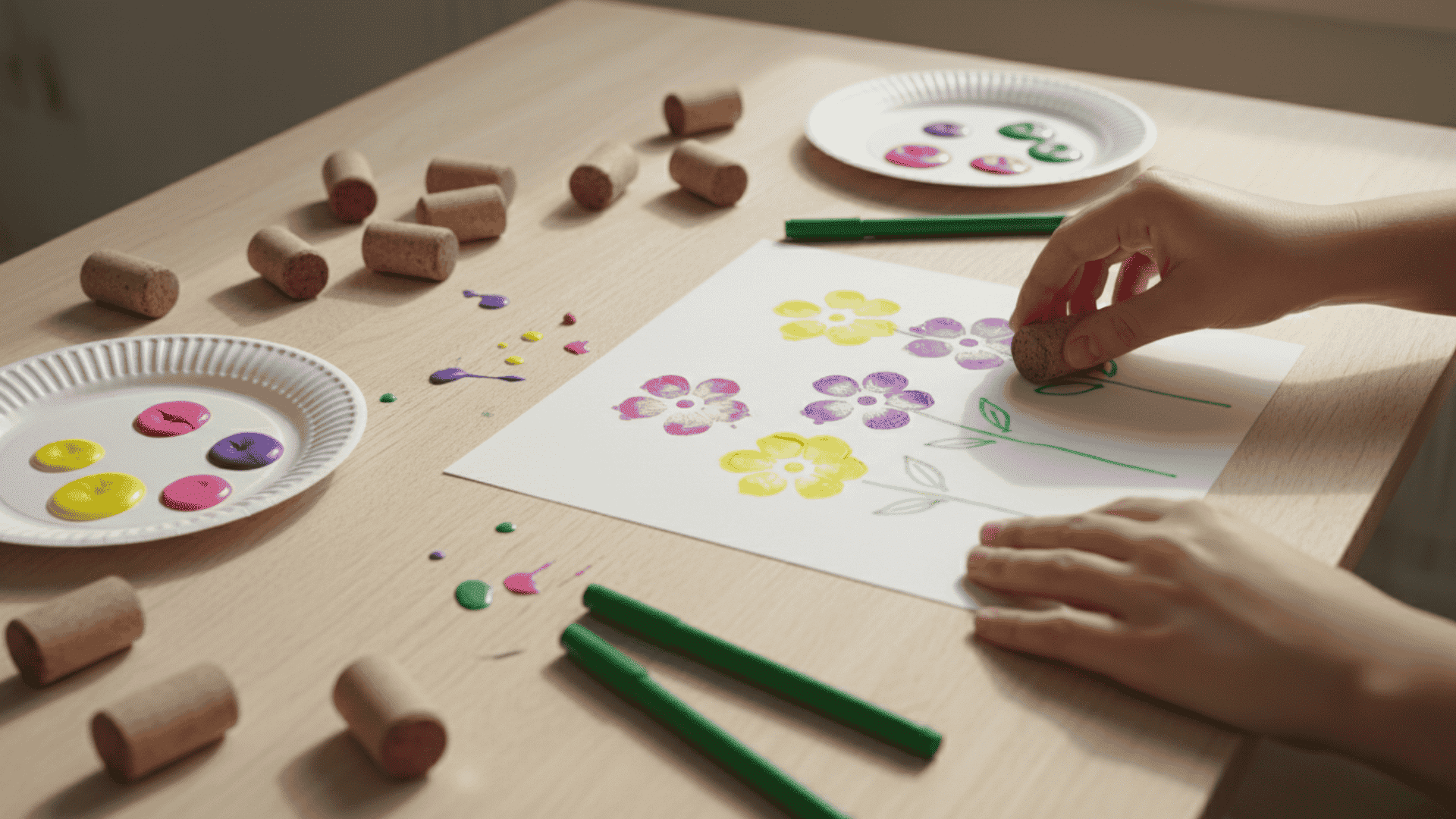 cork stamp spring art