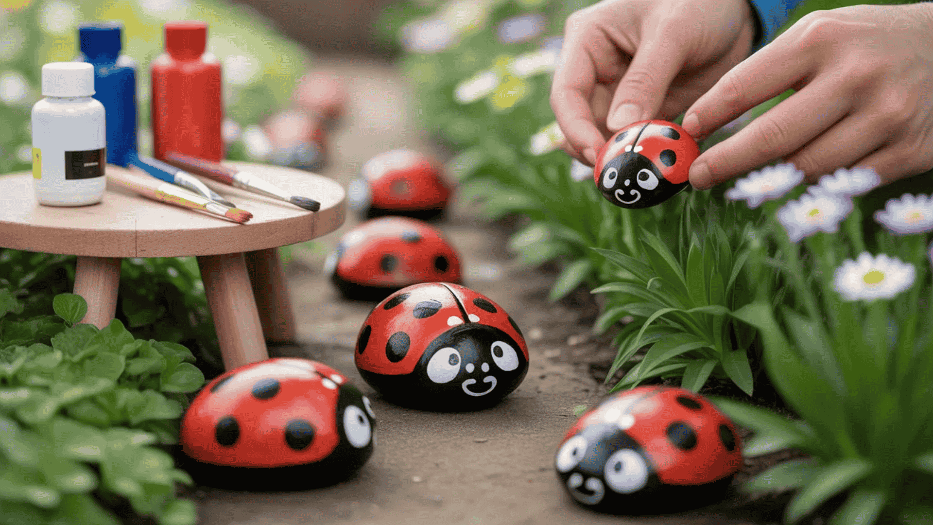 painted rock ladybugs