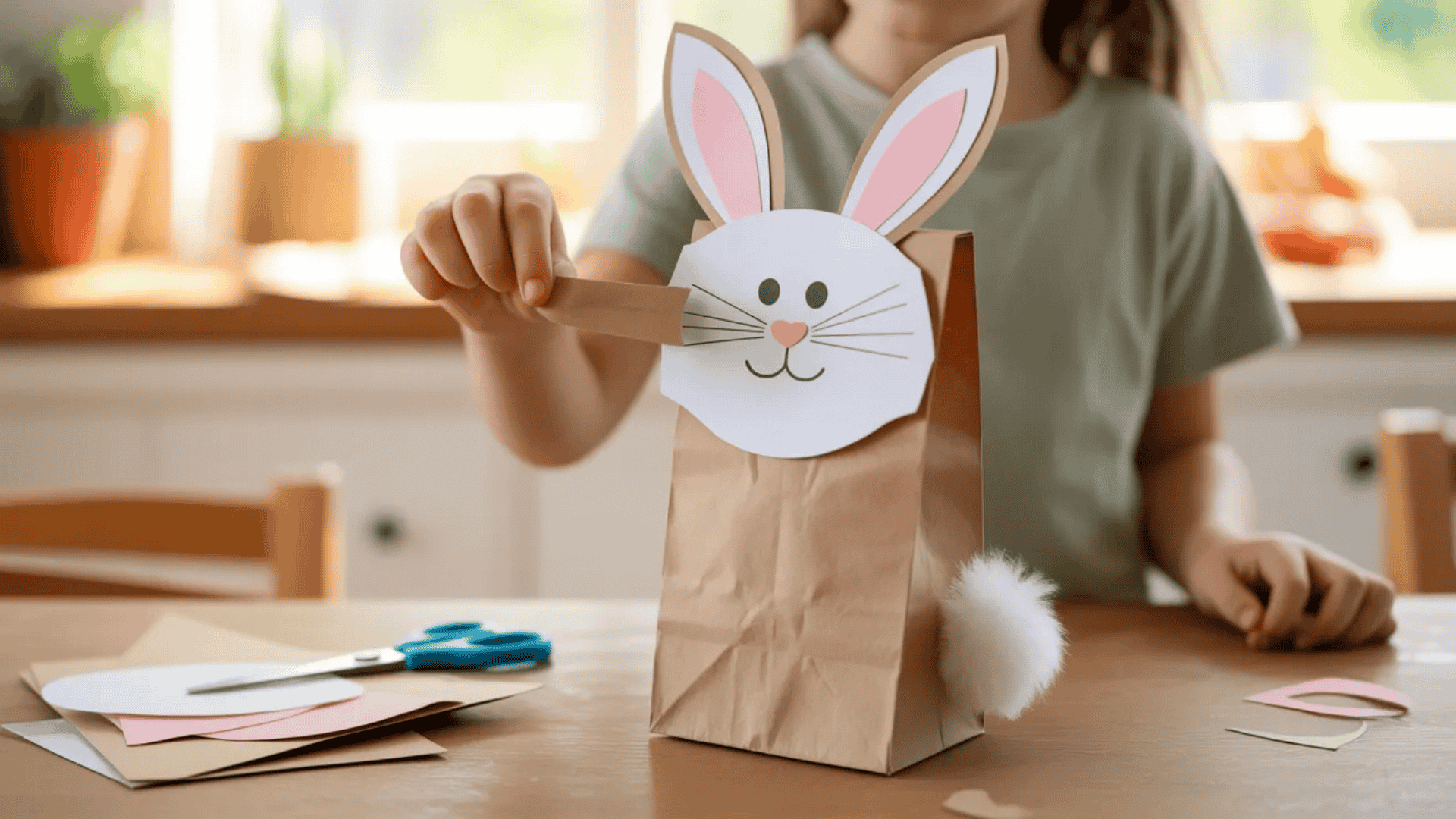 paper bag bunny puppet