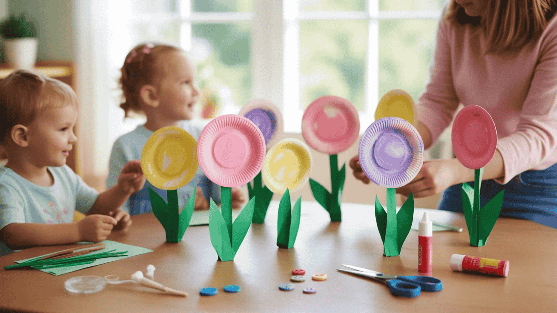 paper plate flower garden