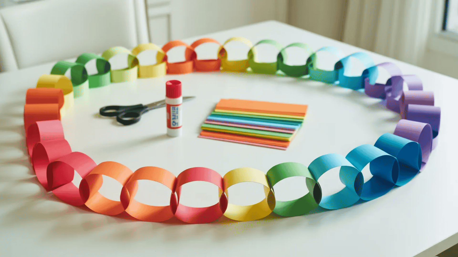 rainbow paper chain garland