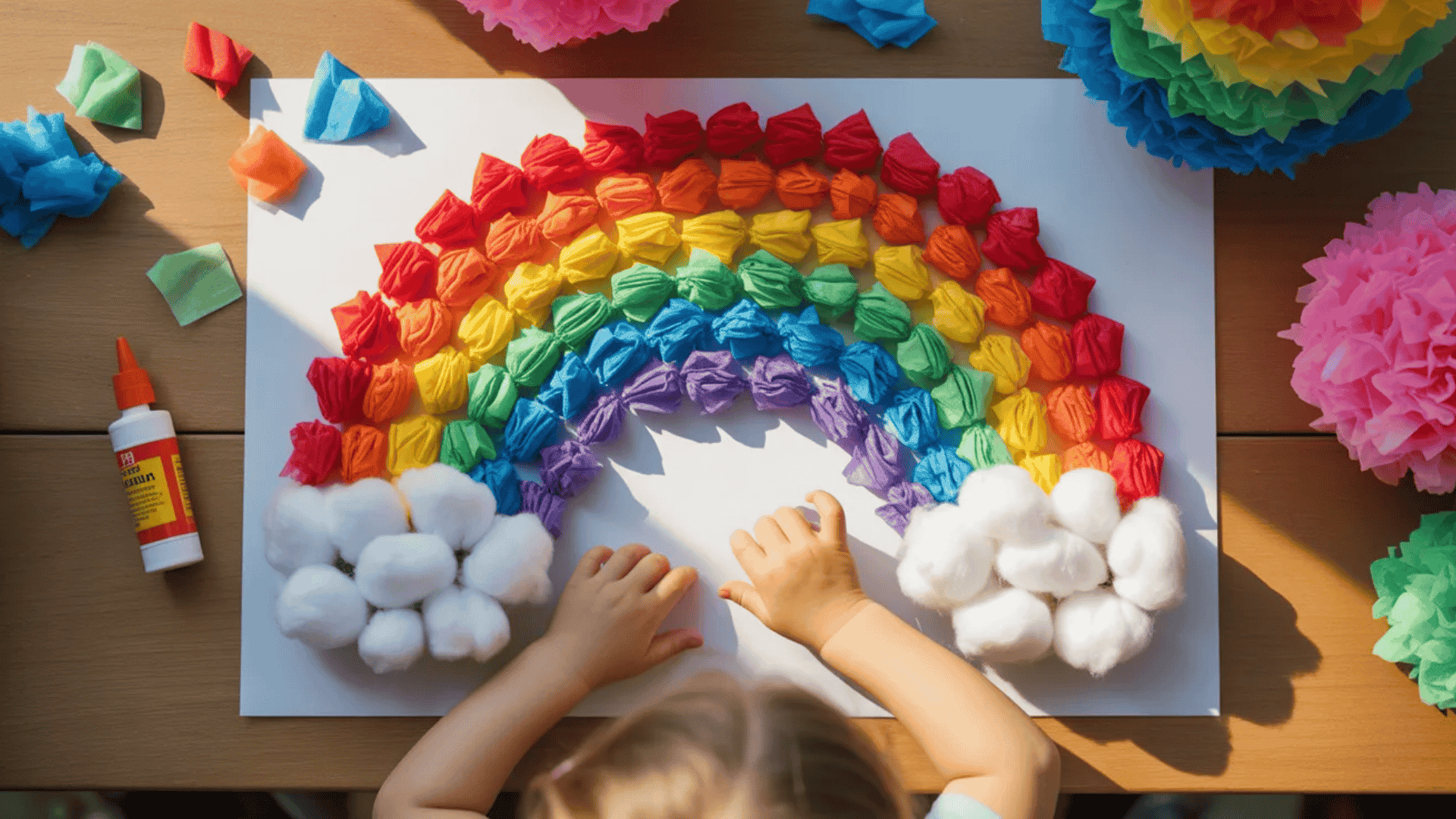 tissue paper rainbows