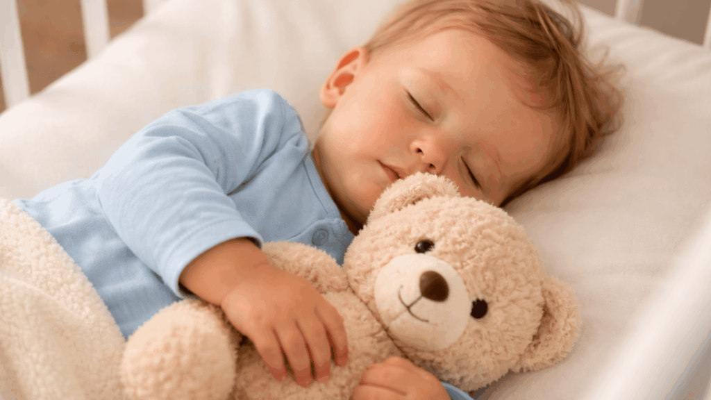 when can babies sleep with a stuffed animal