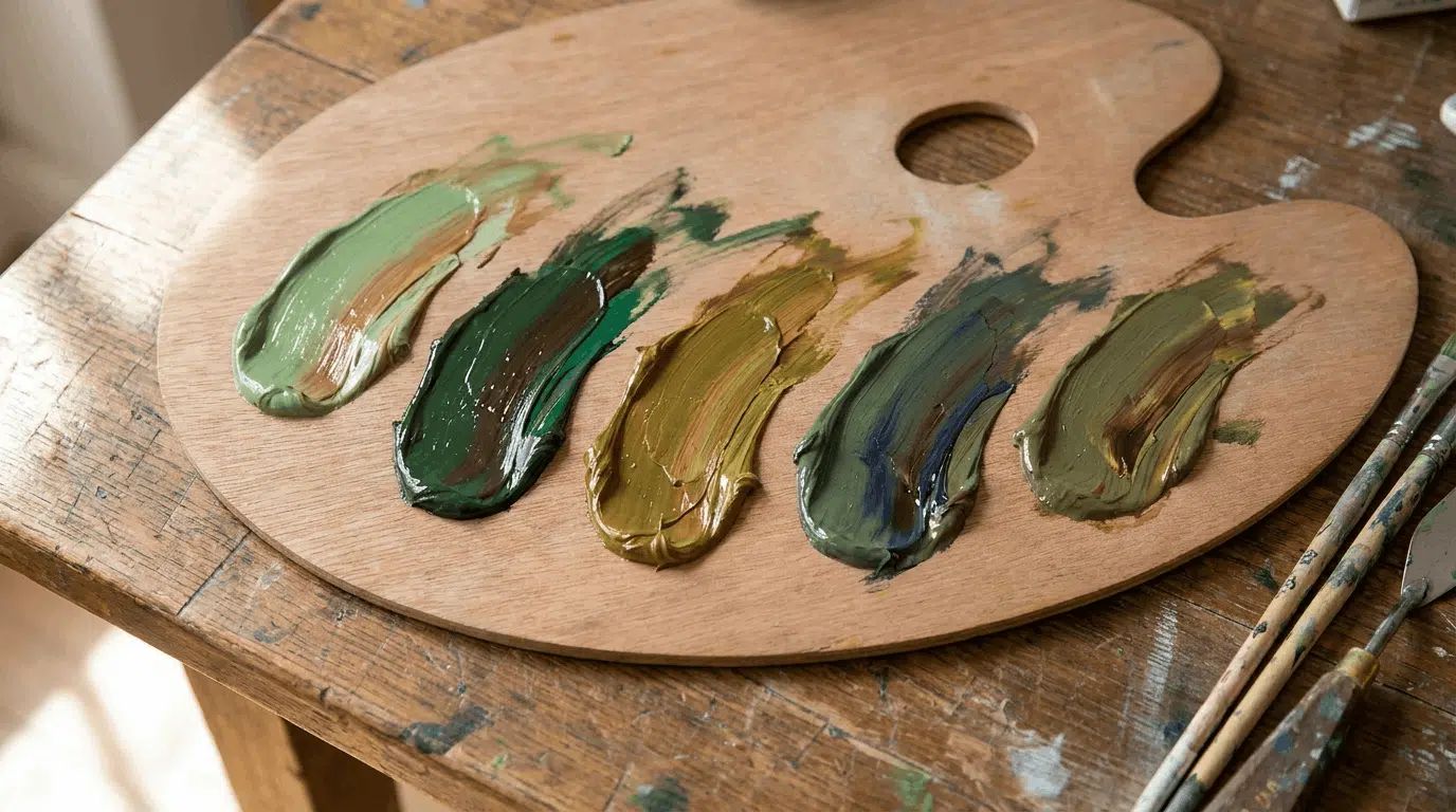 Comparison of green and brown ratios creating various greens.