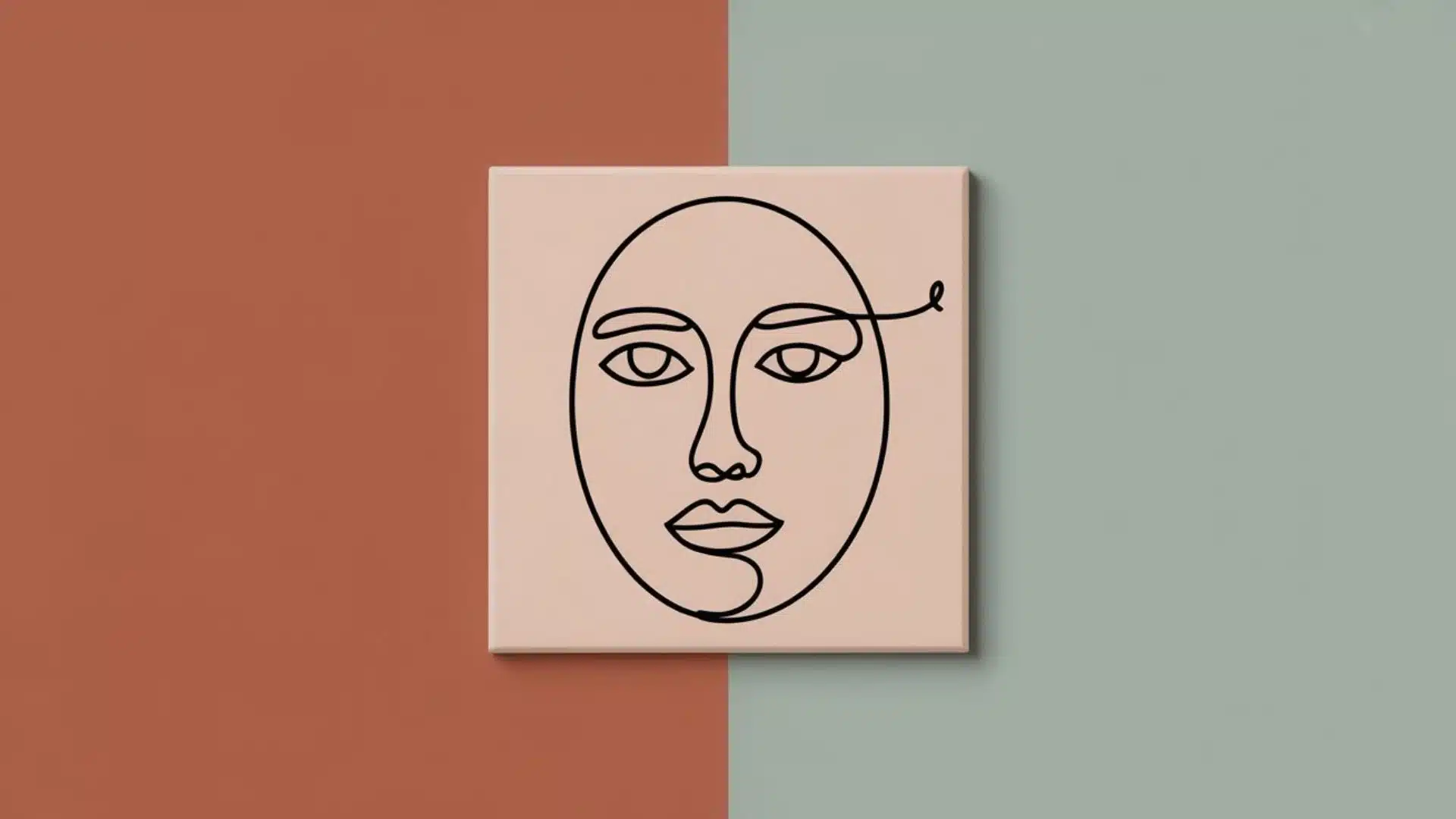 Minimalist line art of a face with simple, elegant lines and curves