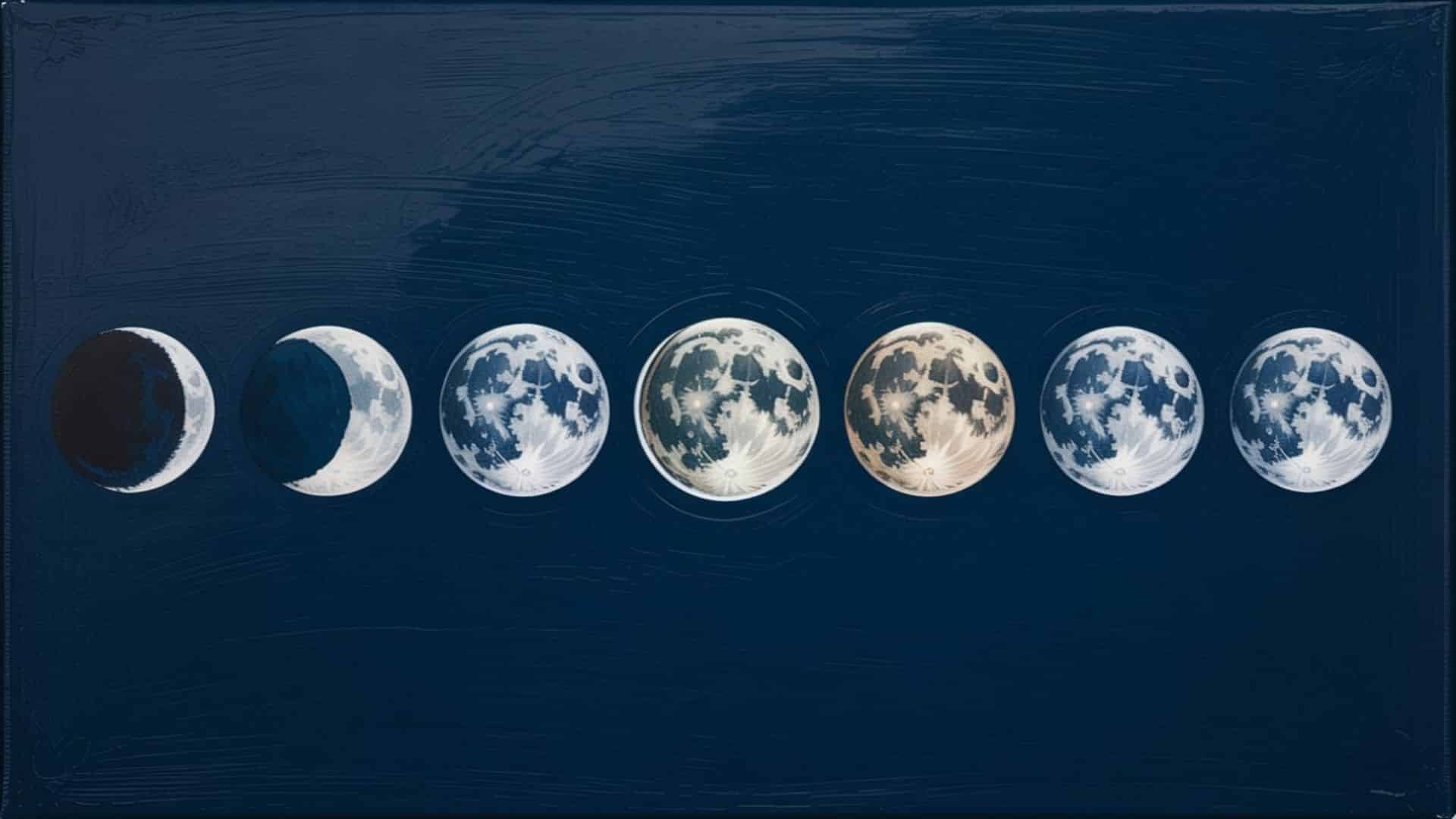 Art showing different phases of the moon