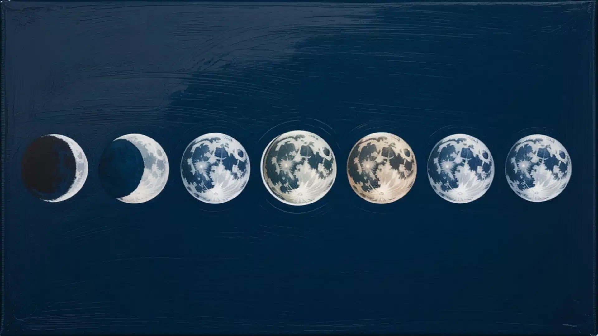Art showing different phases of the moon
